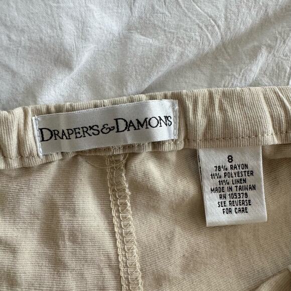 Vintage Drapers & Damons Womens Beige Linen Blend Pants Stretch Pull-On Size 8 - Picture 2 of 8